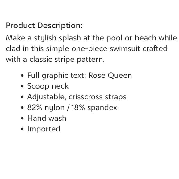 NWT|Rosé Queen One-Piece Cross-Back Striped Swimsuit, MEDIUM - Picture 8 of 8